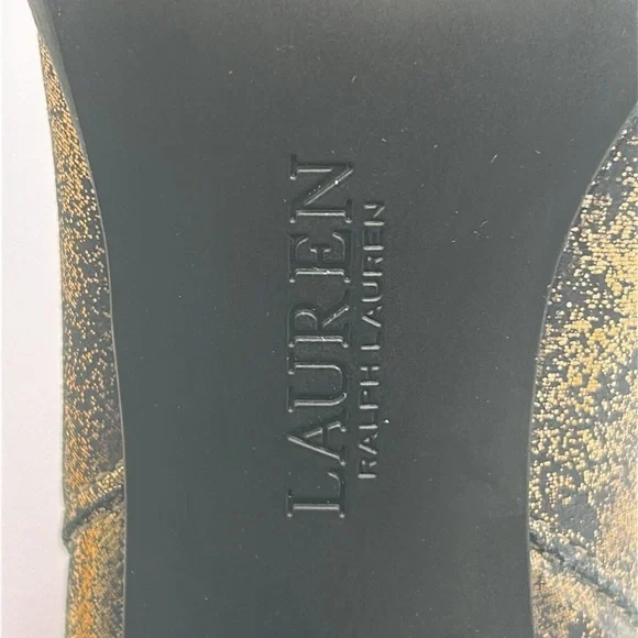 Lauren Ralph Lauren Mylah Gold Distressed Metallic Leather Ankle Boots |  6B NWB - Picture 9 of 12